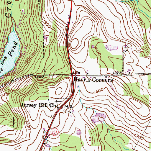 Topographic Map of Harris Corners, PA