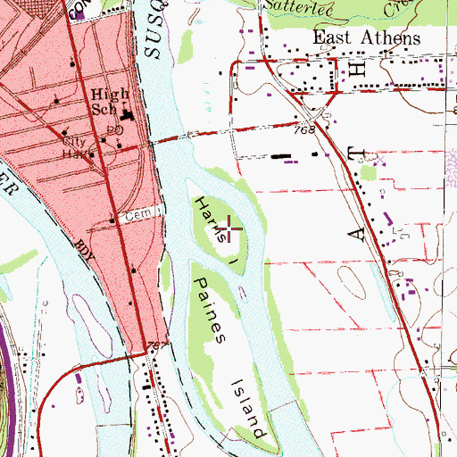 Topographic Map of Harris Island, PA