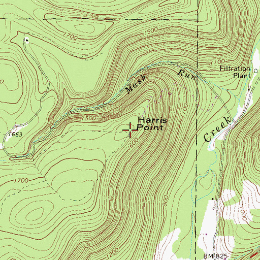 Topographic Map of Harris Point, PA