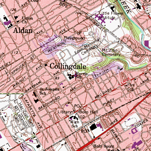 Topographic Map of Harris School, PA