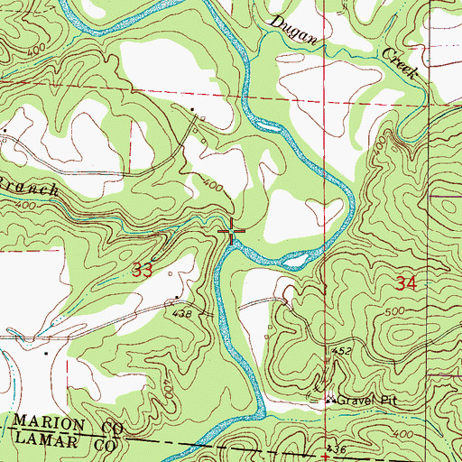 Topographic Map of Duncan Branch, AL