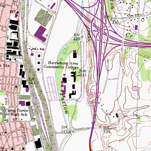 Topographic Map of Harrisburg Area Community College, PA