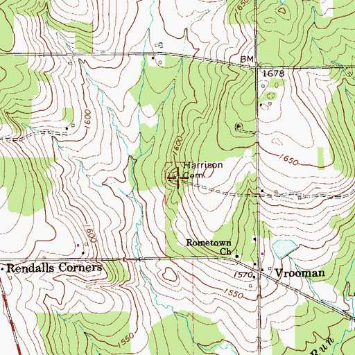 Topographic Map of Harrison Cemetery, PA