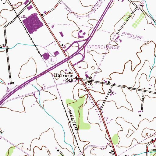 Topographic Map of Harrison School, PA