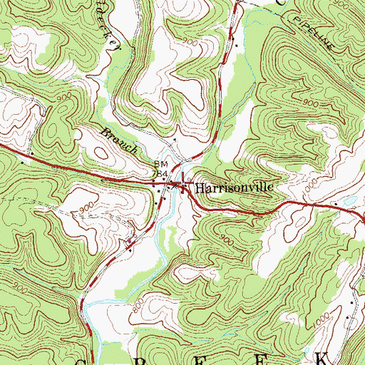Topographic Map of Harrisonville, PA