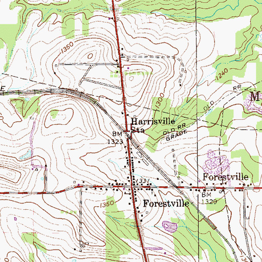 Topographic Map of Harrisville Station, PA