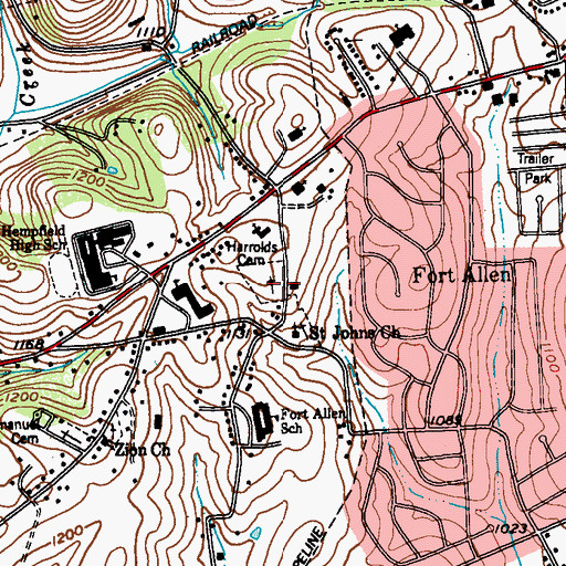 Topographic Map of Harrold Zion Lutheran Cemetery, PA