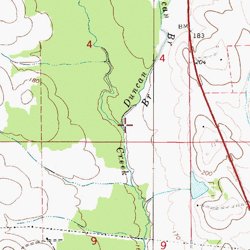 Topographic Map of Duncan Branch, AL