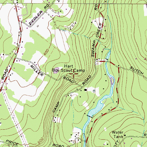 Topographic Map of Hart Scout Camp, PA