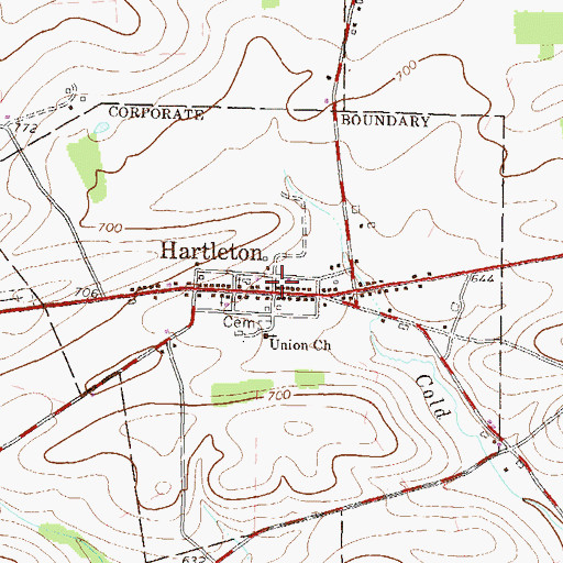 Topographic Map of Hartleton, PA