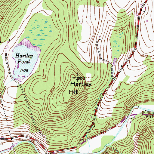 Topographic Map of Hartley Hill, PA