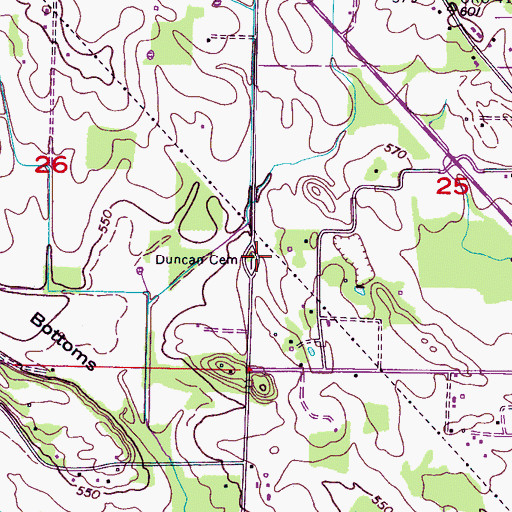 Topographic Map of Duncan Cemetery, AL