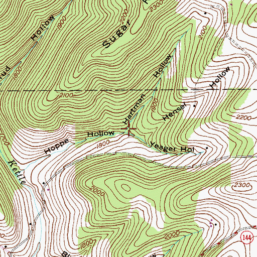 Topographic Map of Hartman Hollow, PA