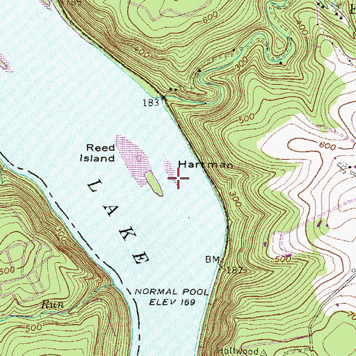 Topographic Map of Hartman Island, PA