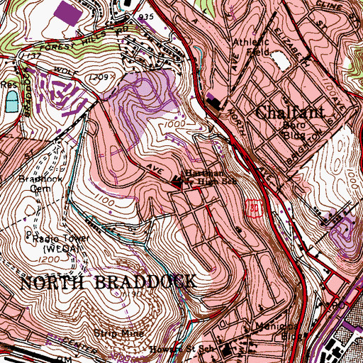 Topographic Map of Hartman Junior High School, PA