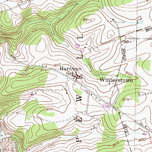 Topographic Map of Hartman School, PA