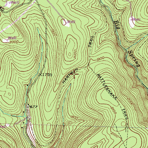 Topographic Map of Hartman Trail, PA