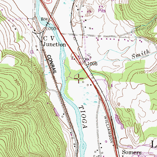 Topographic Map of Harts Creek, PA