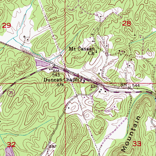 Topographic Map of Duncan Chapel, AL