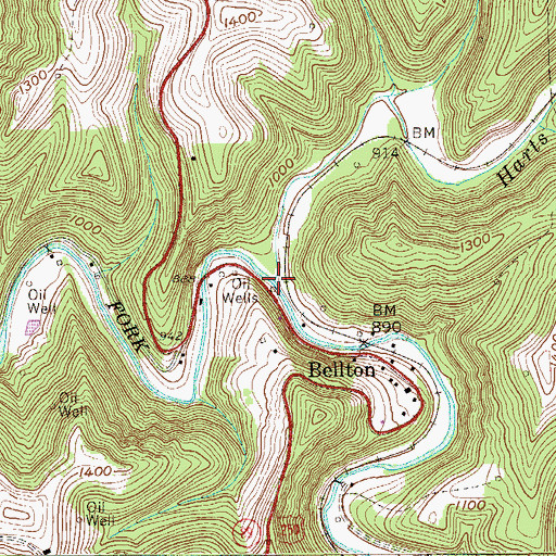 Topographic Map of Harts Run, WV