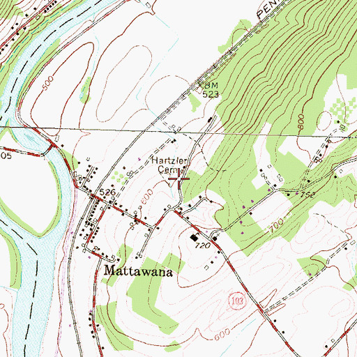 Topographic Map of Hartzler Cemetery, PA
