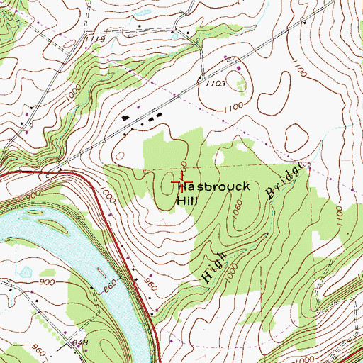 Topographic Map of Hasbrouck Hill, PA