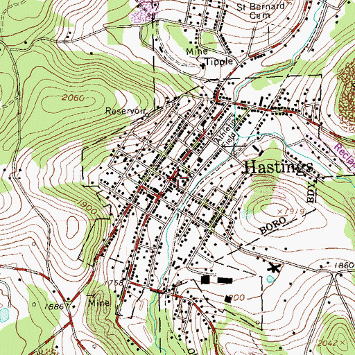 Topographic Map of Hastings, PA