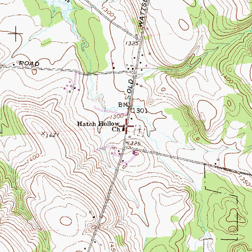 Topographic Map of Hatch Hollow Church, PA