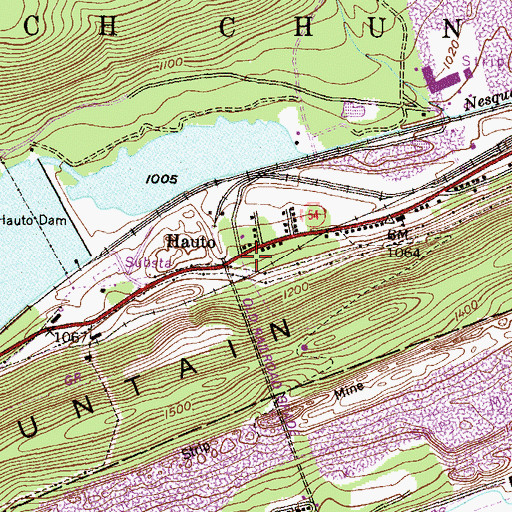 Topographic Map of Hauto, PA