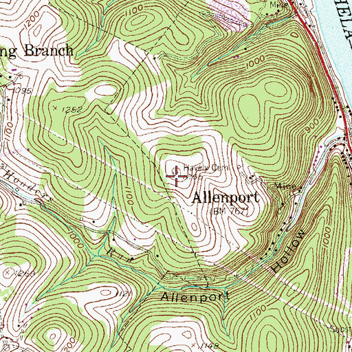 Topographic Map of Havely Cemetery, PA