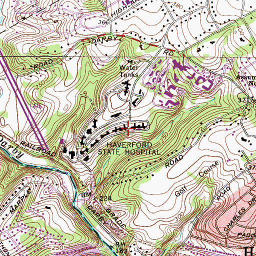 Topographic Map of Haverford State Hospital, PA