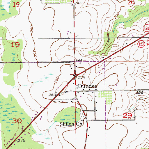 Topographic Map of Dundee, AL