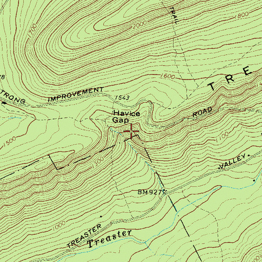 Topographic Map of Havice Gap, PA