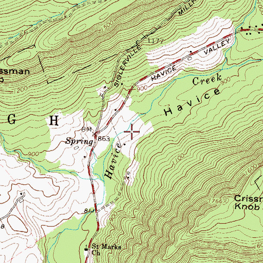 Topographic Map of Havice Valley, PA