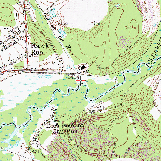 Topographic Map of Hawk Run, PA