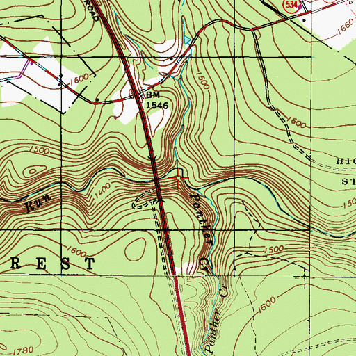 Topographic Map of Hawk Run, PA