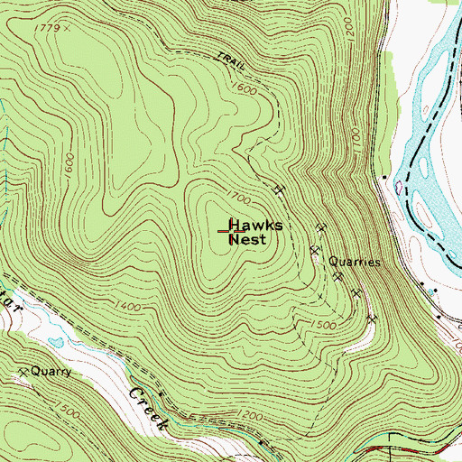 Topographic Map of Hawks Nest, PA