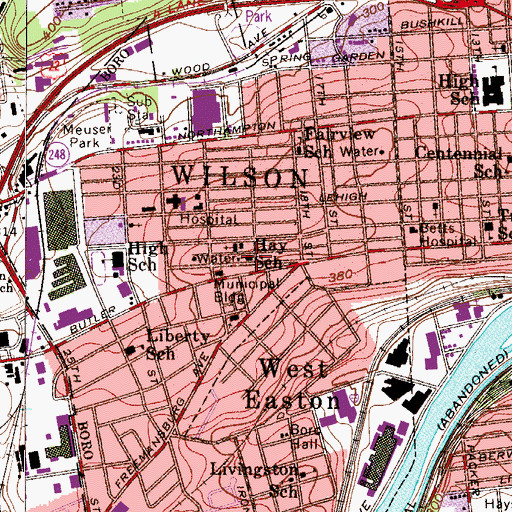 Topographic Map of Hay School, PA