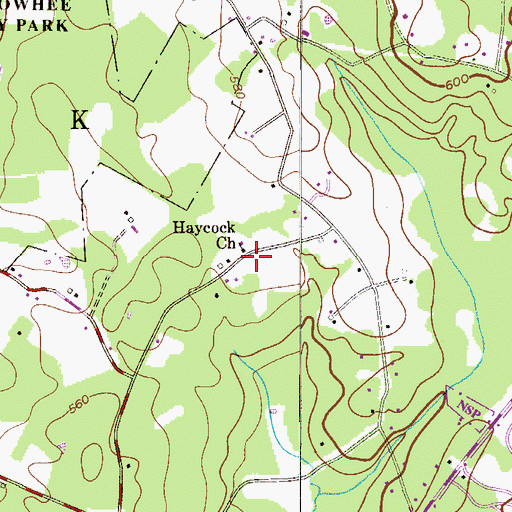 Topographic Map of Haycock Church, PA