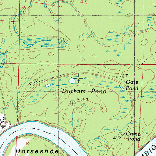 Topographic Map of Dunham Pond, AL