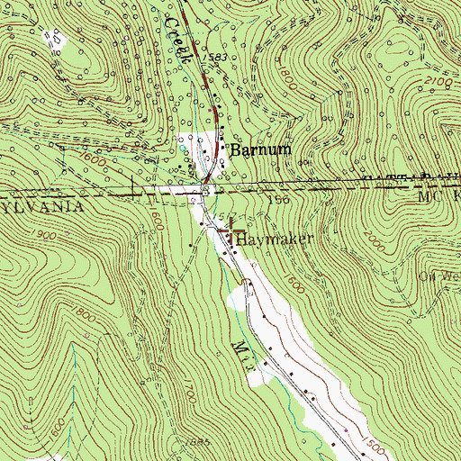 Topographic Map of Haymaker, PA