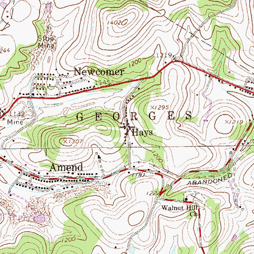 Topographic Map of Hays, PA