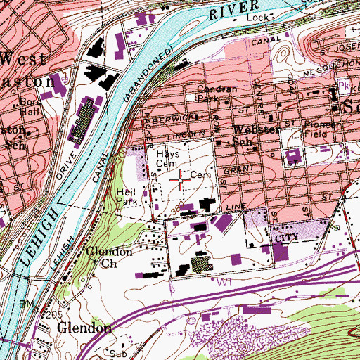 Topographic Map of Hays Cemetery, PA