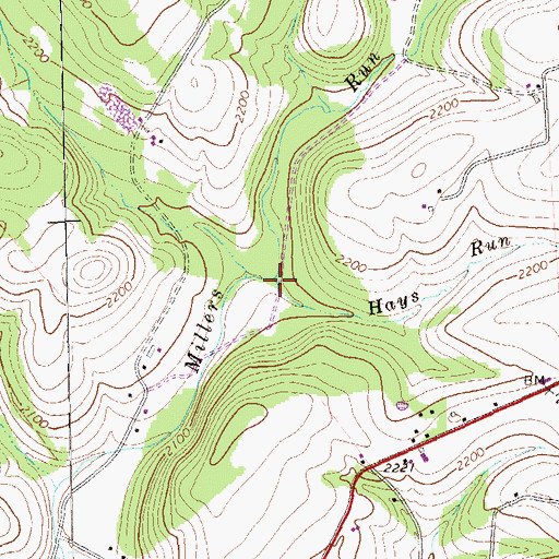 Topographic Map of Hays Run, PA
