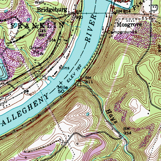 Topographic Map of Hays Run, PA