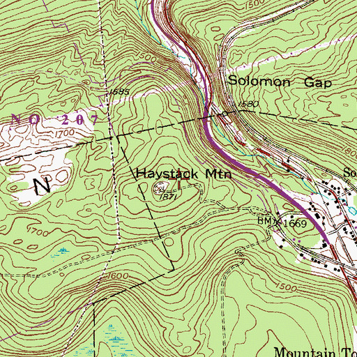 Topographic Map of Haystack Mountain, PA