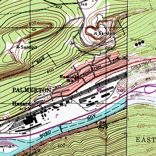 Topographic Map of Hazard School, PA