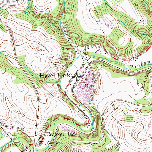 Topographic Map of Hazel Kirk, PA