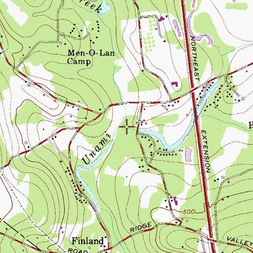 Topographic Map of Hazelbach Creek, PA