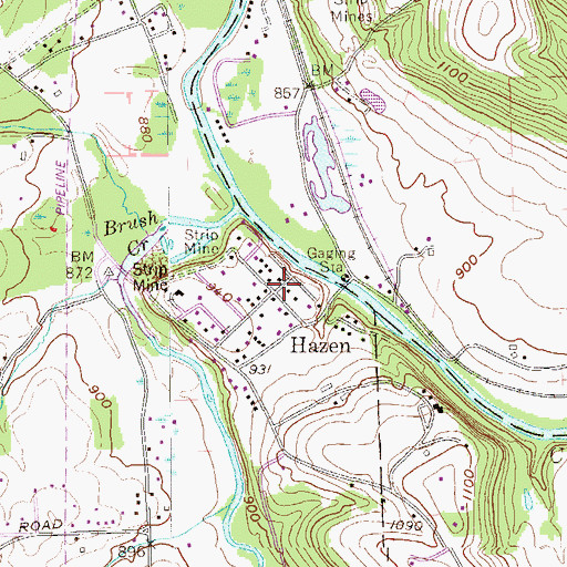 Topographic Map of Hazen, PA